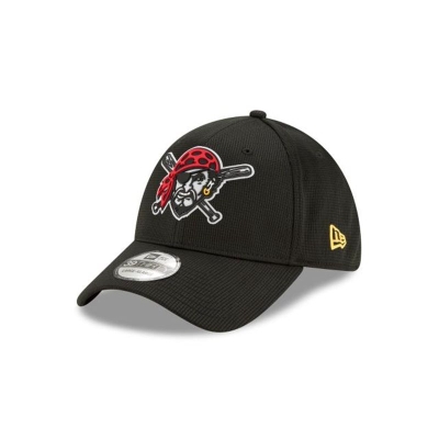 Black Pittsburgh Pirates Hat - New Era MLB Clubhouse Collection 39THIRTY Stretch Fit Caps USA9013862